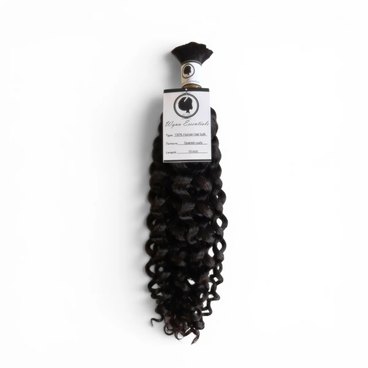 Wynn Essentials 18-inch Spanish Curl human hair bulk with product tag
