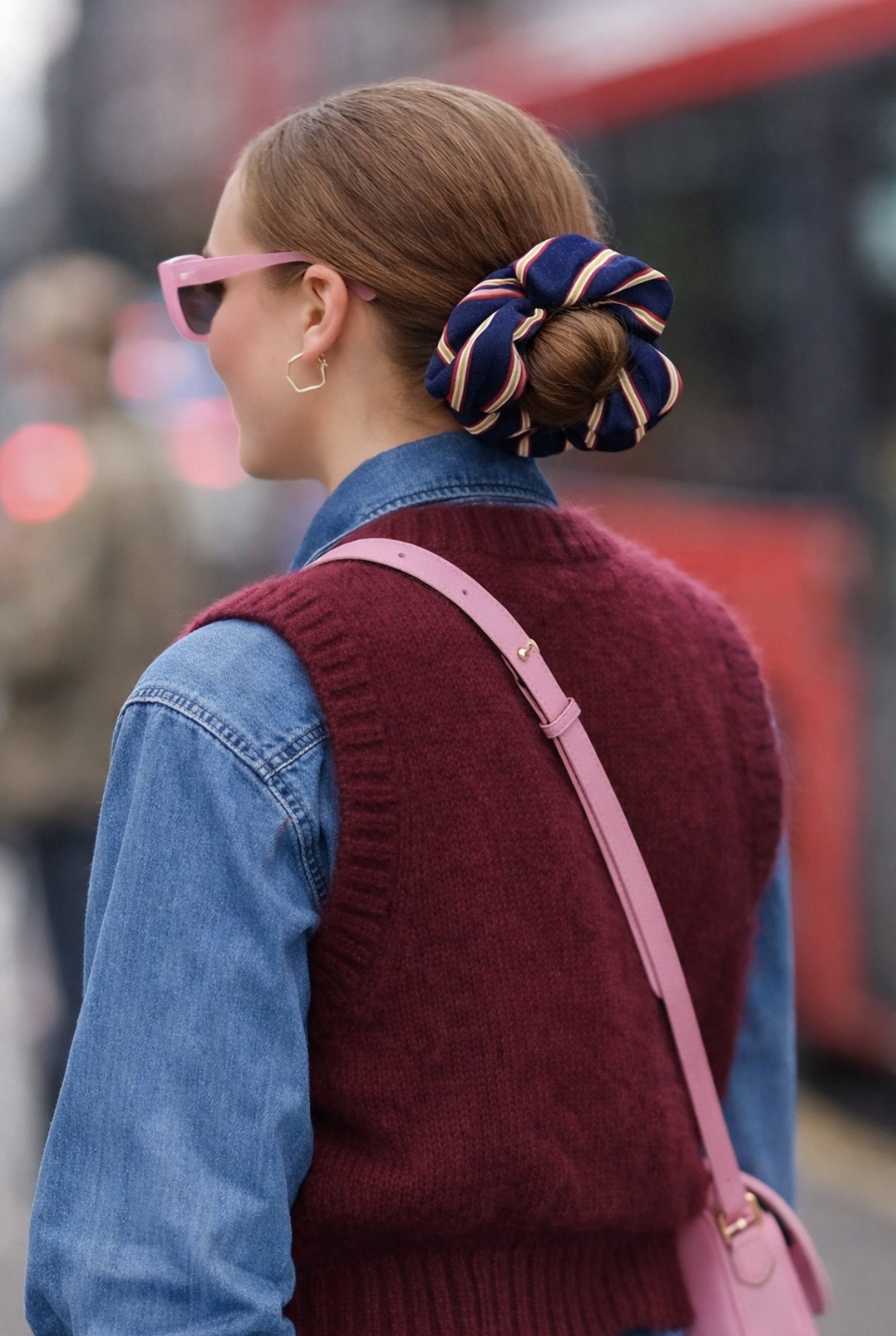 Heritage Hold scrunchie styled around a sleek bun